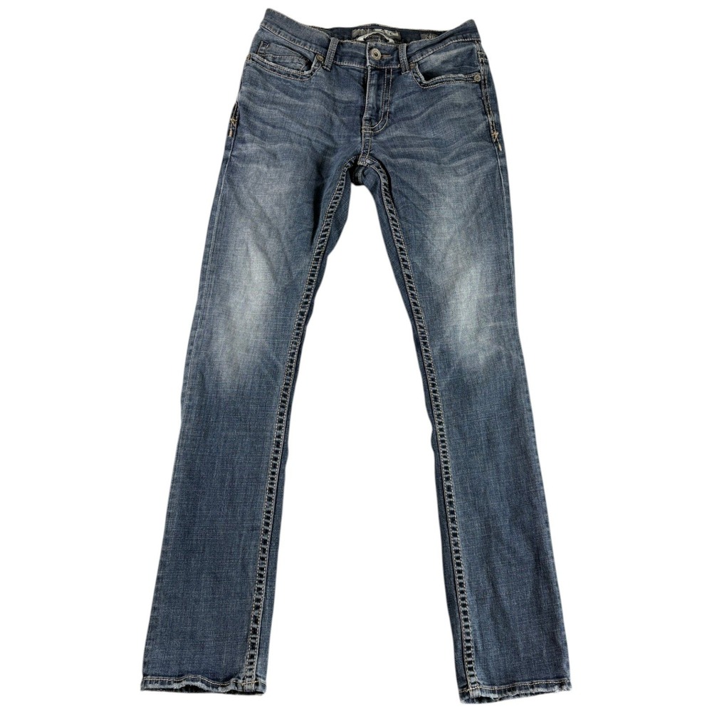 Buckle BKE Alec Straight Leg Jeans Men 29R Blue Whiskering Denim Cotton Stretch‎